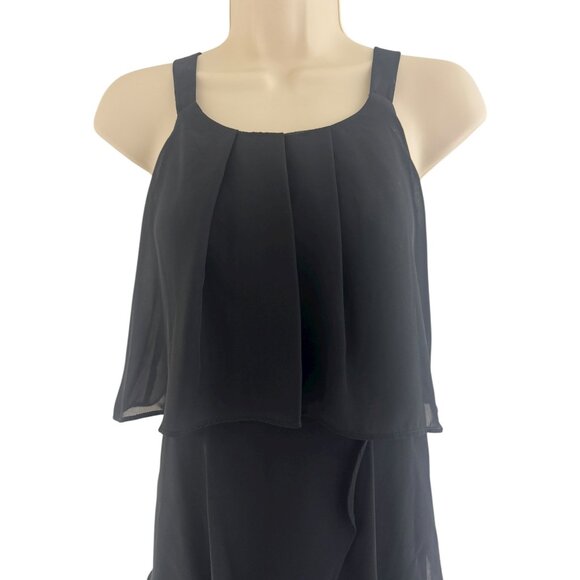 Dressbarn Little Black Dress Chiffon Tiered Size 4‎ Special Occasion Evening - Picture 3 of 7
